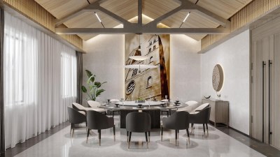 现代民宿酒店包间3D模型下载